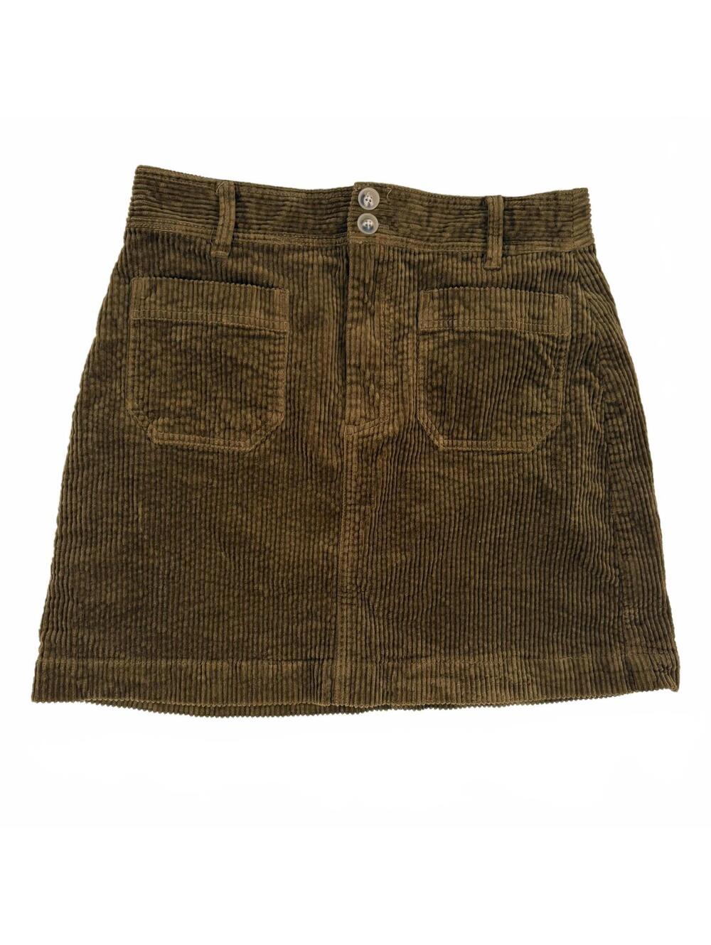 Madewell | Women’s Brown Camel Corduroy Mini Skirt Front Pockets Buttons Size‎ 6